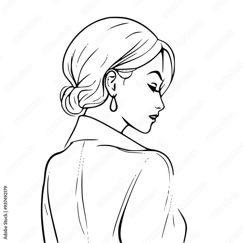 Graceful Silhouette: Girl's Back in Artistic View Graceful Silhouette: Girl's Back in Artistic View