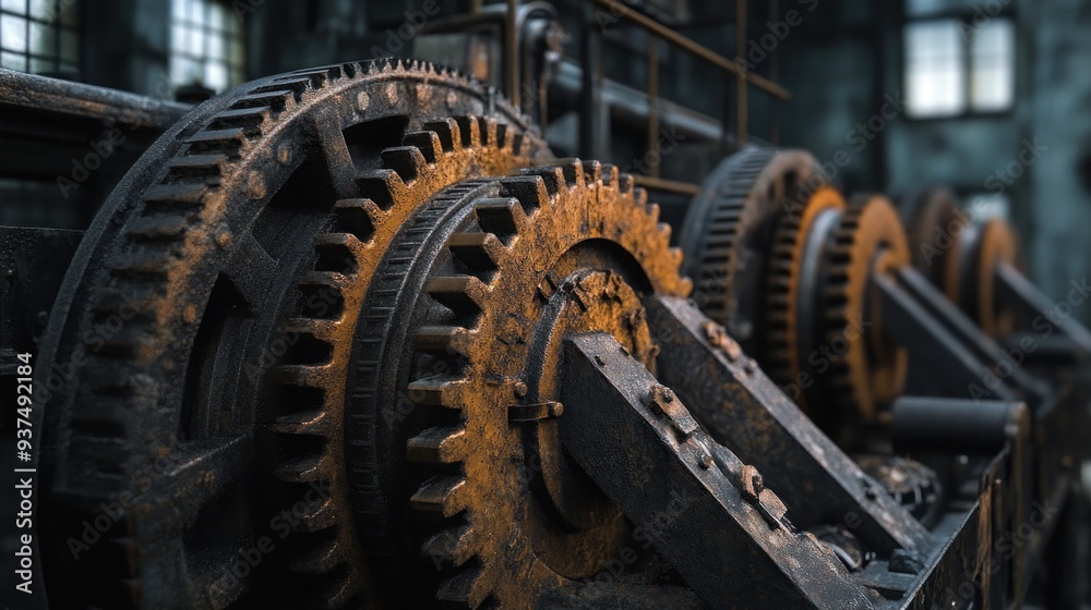 Close-up of Rusty Gears in an Industrial Setting Close-up of Rusty Gears in an Industrial Setting