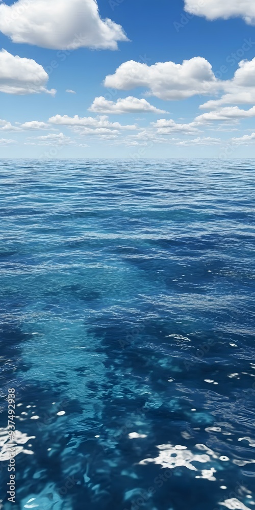 Blue Ocean Water With Clouds In Sky Blue Ocean Water With Clouds In Sky