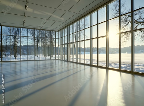 Wallpaper Mural Modern Architecture with Large Windows Overlooking Snowy Landscape Torontodigital.ca