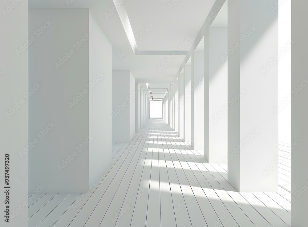 White Hallway Minimalist Architecture Abstract 3D Render White Hallway Minimalist Architecture Abstract 3D Render