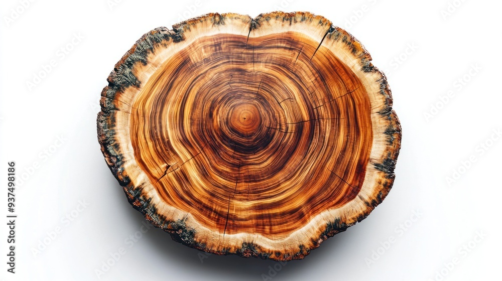 Cross-section of a tree trunk revealing intricate growth rings Cross-section of a tree trunk revealing intricate growth rings
