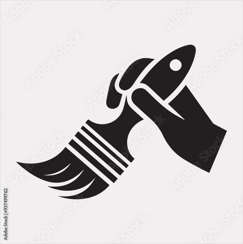 Paintbrush icon vector silhouette illustration icon on a white background