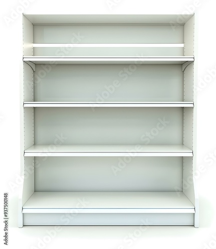 Empty White Shelf Unit Isolated on White Background