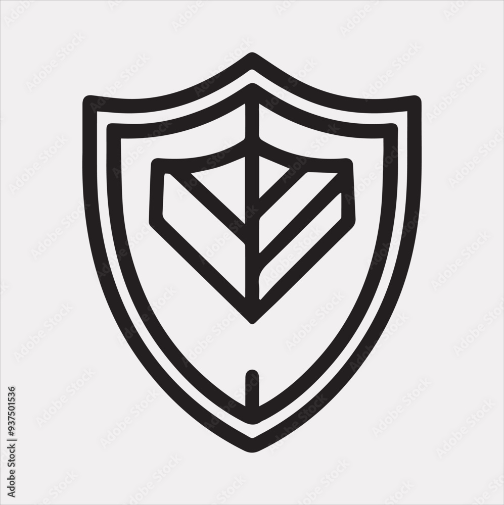 Shield line icon Vector silhouette illustration icon on a white background Shield line icon Vector silhouette illustration icon on a white background