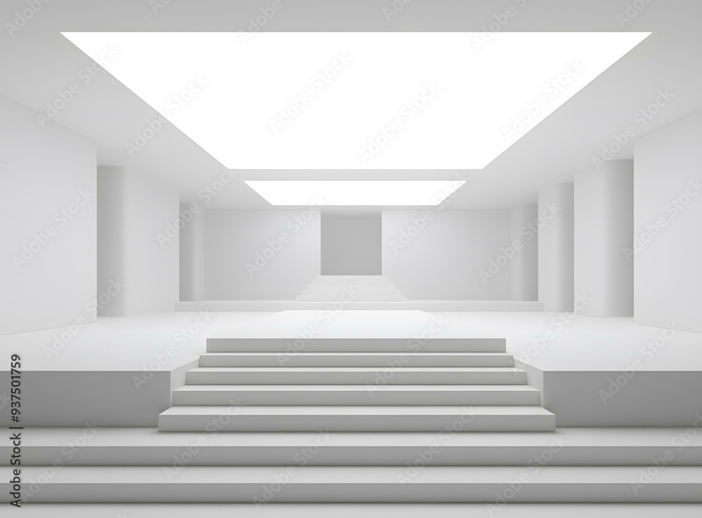 White Minimalist Staircase in Empty Room White Minimalist Staircase in Empty Room