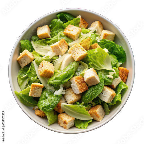 Wallpaper Mural Caesar salad in a bowl on top view isolated on transparent background Torontodigital.ca