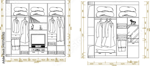 Φωτογραφία Vector sketch illustration of a silhouette image of a wardrobe furniture design