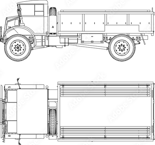 Vector illustration sketch of vintage classic old container truck vehicle detail design silhouette