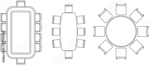 Vector illustration sketch silhouette design detail of dining room table and chair furniture for family