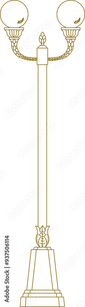 Vector sketch illustration of a garden lamp design full of classic vintage traditional ethnic carving ornaments Vector sketch illustration of a garden lamp design full of classic vintage traditional ethnic carving ornaments