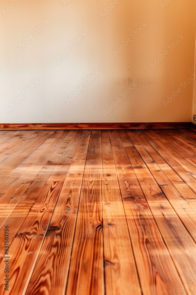 Brown Wooden Floor and White Wall in an Empty Room Brown Wooden Floor and White Wall in an Empty Room