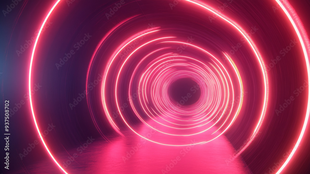 Abstract tunnel illuminated with neon lights. Red neon vortex with wireframe. Technological background. 3D render. Abstract tunnel illuminated with neon lights. Red neon vortex with wireframe. Technological background. 3D render.