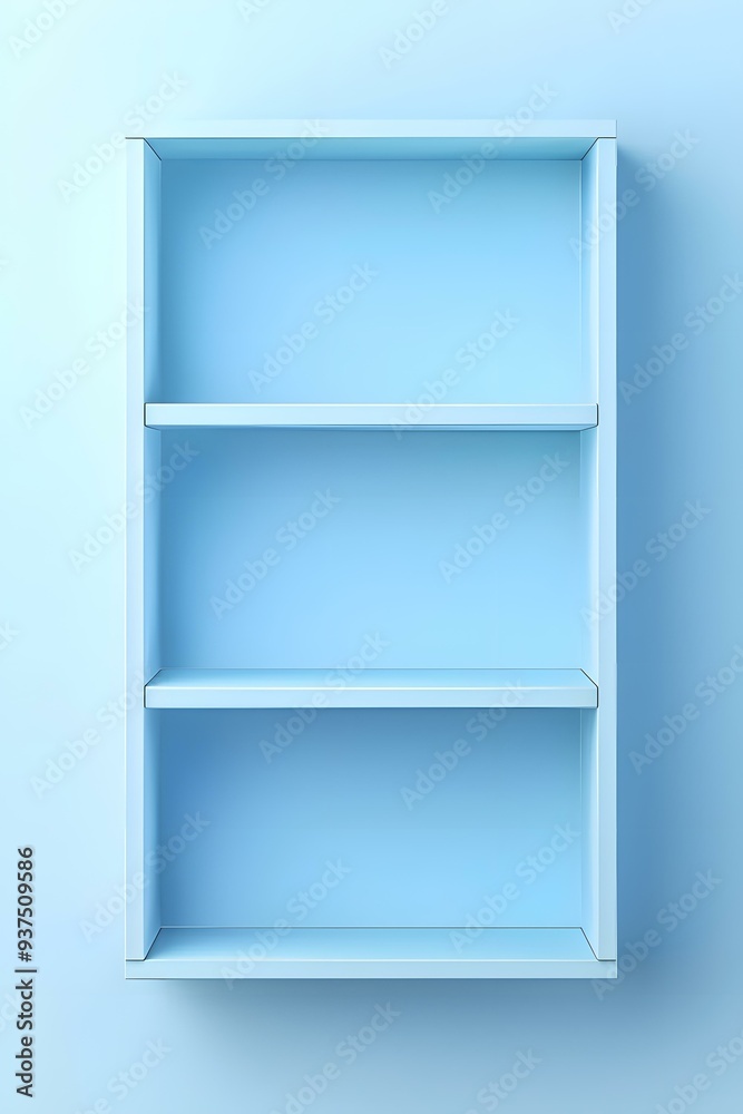 Empty Blue Shelf on a Blue Wall