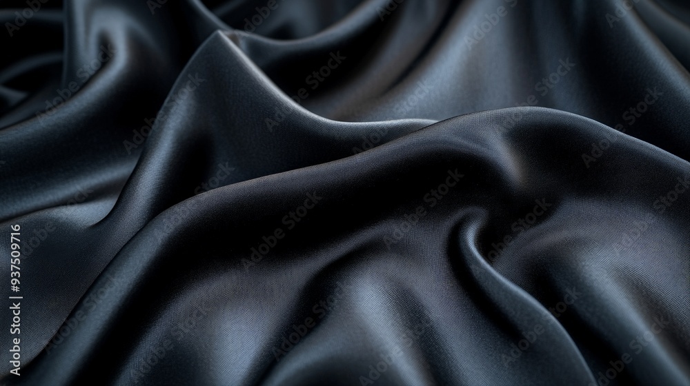 Fototapeta premium Luxurious Black Fabric Texture with Elegant Folds