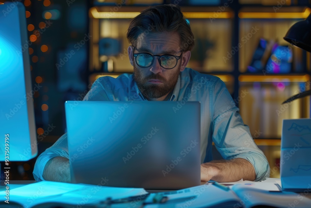 man working on laptop