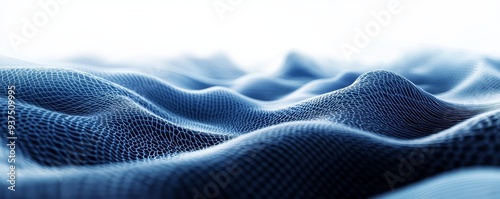 Abstract blue waves with soft lighting.