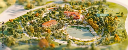 Wallpaper Mural Aerial view of a lush green park with a lake and buildings. Torontodigital.ca