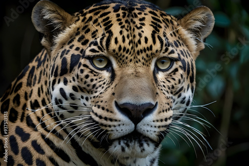 A close up of a Jaguar in a forest