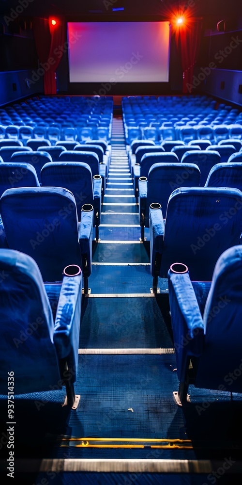 Blue Seats in Empty Movie Theater Blue Seats in Empty Movie Theater