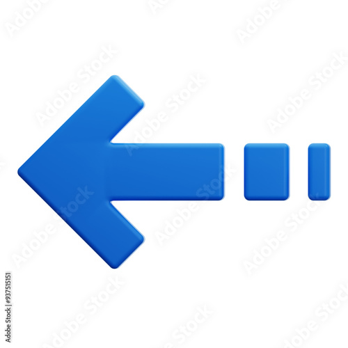 left blue dashed arrow 3d illustration