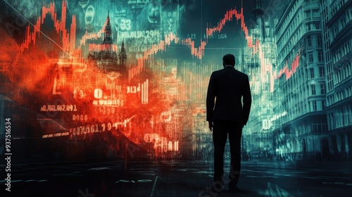 Depiction of Austria's economic downturn, showing a distressed businessman standing in front of a plummeting stock chart in Vienna. --ar 16:9 --v 6.1 Job ID: 1d4247a2-8a98-43f5-aeb1-c88f6644f7b2