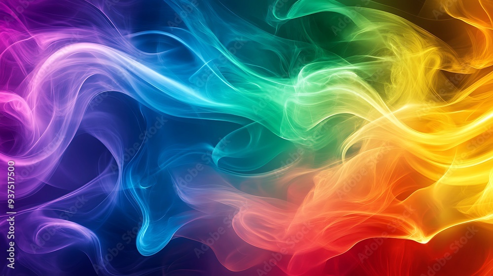 A vibrant abstract background with flowing colorful smoke-like lines