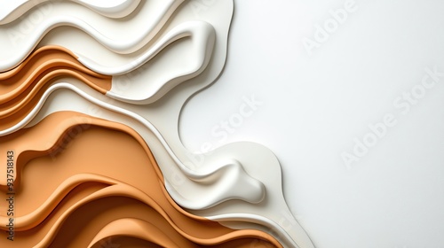An abstract surface featuring fluid shapes and soft textures in warm tones of orange and cream, perfect for modern design themes.