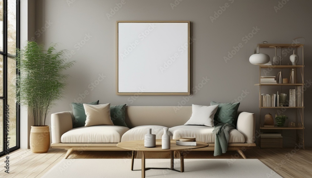 3D Rendered Mock-Up: Poster in Modern Home Interior Setting 3D Rendered Mock-Up: Poster in Modern Home Interior Setting