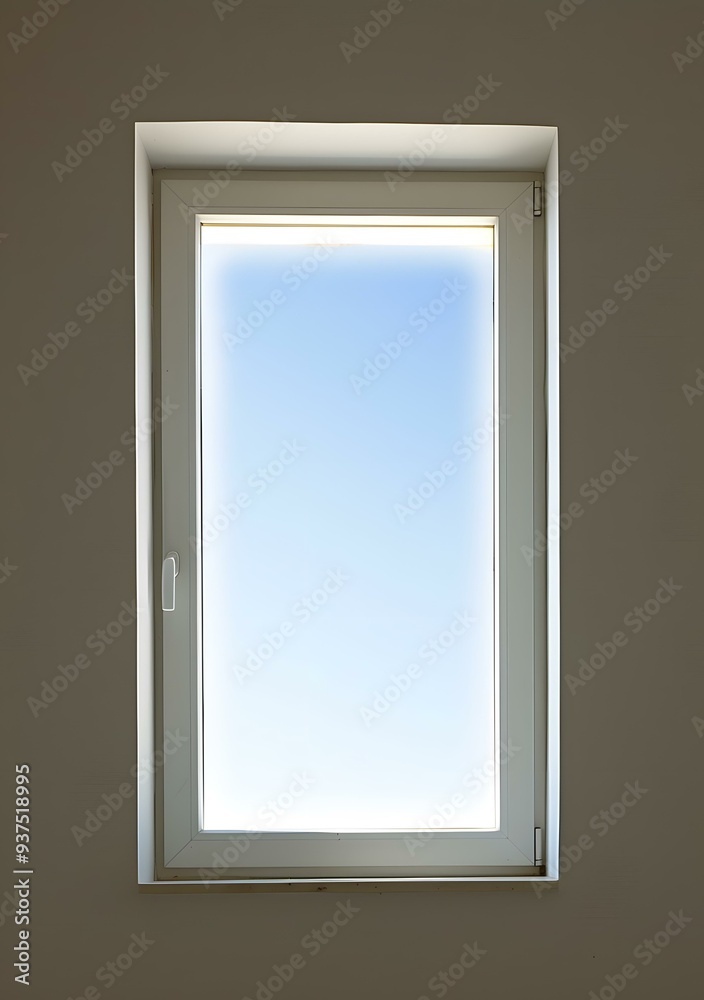 White Window Frame With Blue Sky In The Background White Window Frame With Blue Sky In The Background