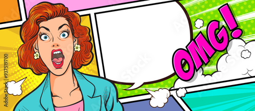 shocking woman surprised on comics page