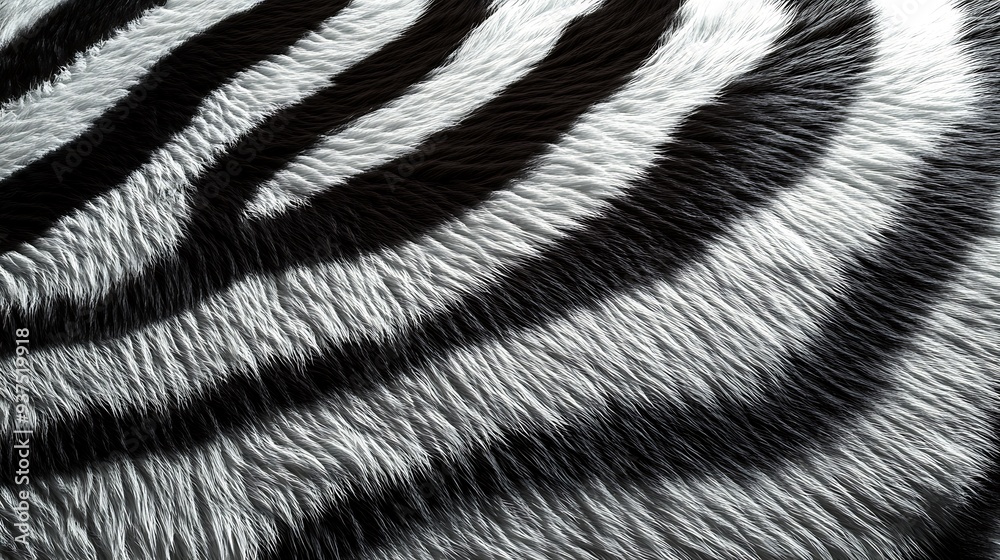 A close-up of a zebra's fur, showing the distinct black and white stripes. The fur is soft and fluffy, with a slight sheen. The stripes are arranged in a diagonal pattern. A close-up of a zebra's fur, showing the distinct black and white stripes. The fur is soft and fluffy, with a slight sheen. The stripes are arranged in a diagonal pattern.