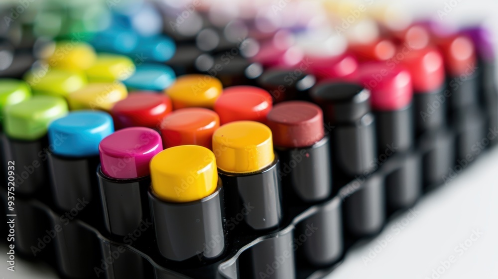 Obraz premium Lipstick samples displayed showing variety of colors