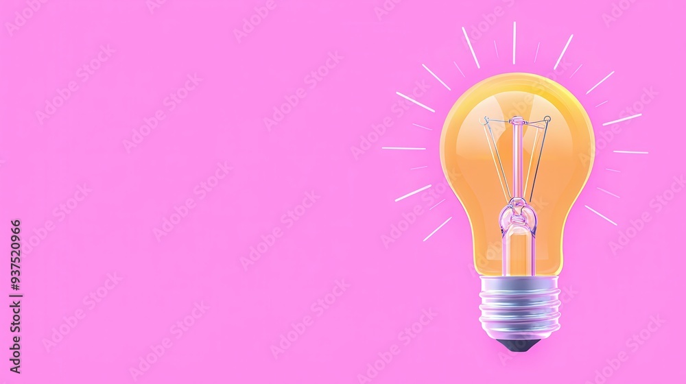 Glowing Light Bulb on Pink Background with Copy Space Glowing Light Bulb on Pink Background with Copy Space