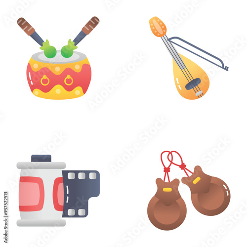 Pack of 04 Music Flat Icons

