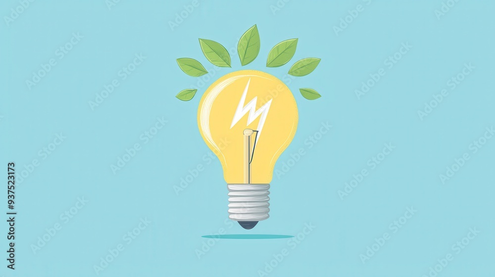 Green Energy Concept Light Bulb with Leaves Green Energy Concept Light Bulb with Leaves
