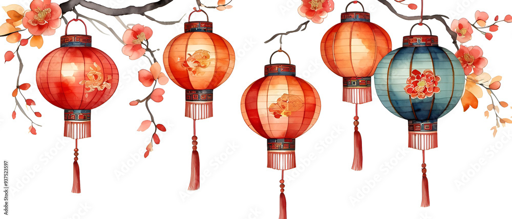 Chinese lantern pattern background watercolor4 Chinese lantern pattern background watercolor4