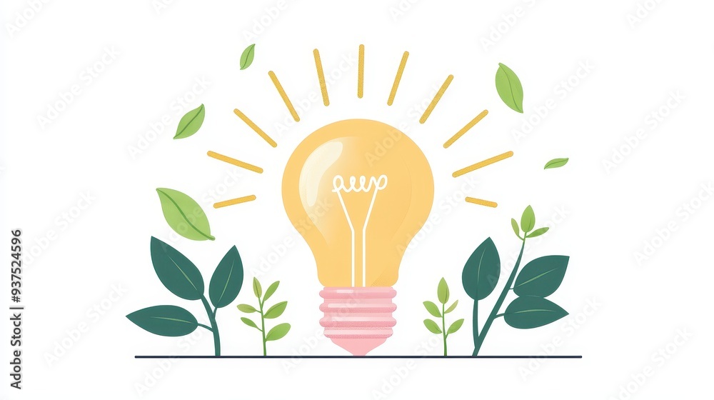 Lightbulb With Green Leaves Sustainable Energy Eco Friendly Concept Lightbulb With Green Leaves Sustainable Energy Eco Friendly Concept