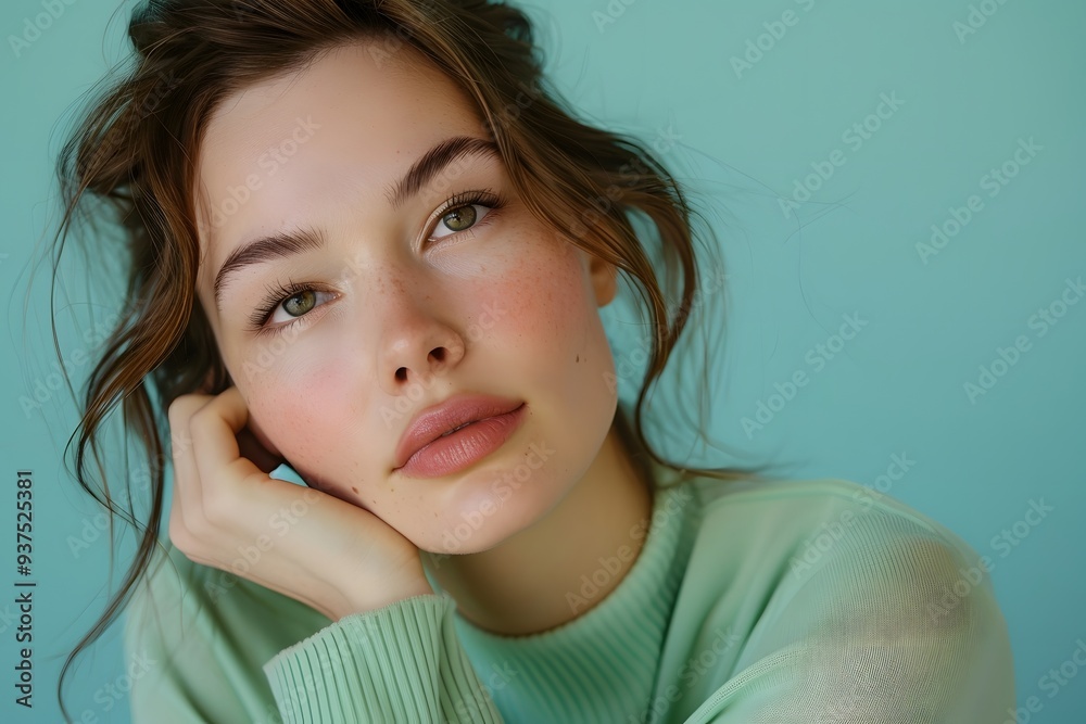 Close-Up Portrait of Woman with Natural Hair, Relaxed Pose and Delicate Features