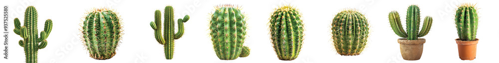Unique cacti collection displayed in bright sunlight outdoor, on the Transparent background, PNG Format Unique cacti collection displayed in bright sunlight outdoor, on the Transparent background, PNG Format