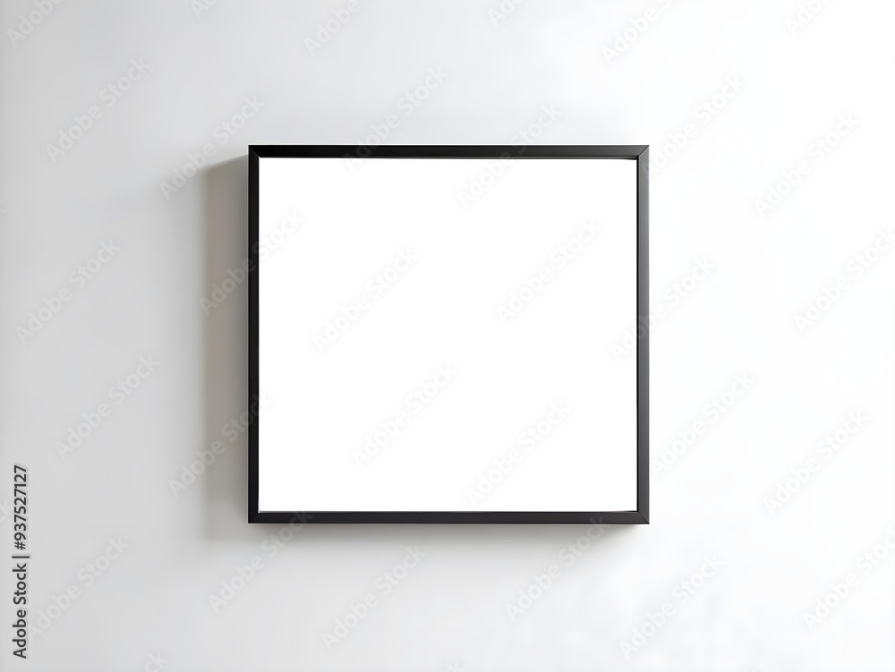 A Blank Picture Frame Mockup on a White Wall A Blank Picture Frame Mockup on a White Wall