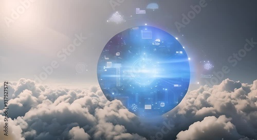 Moving data to cloud platforms emphasizing the role of cloud computing and SaaS in modernizing IT infrastructure Digital transformation 4k animation photo