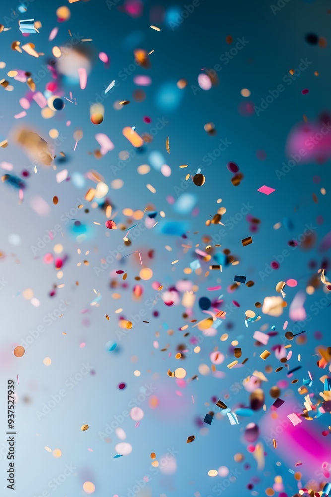 Detail focus on a solitary confetti mid-air against a minimalist background AI generated illustration
