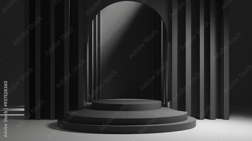 Detailed gipsum props on a minimalist cinema podium AI generated illustration Detailed gipsum props on a minimalist cinema podium AI generated illustration
