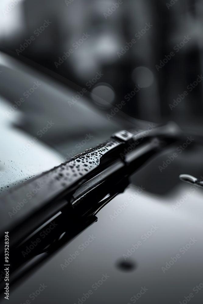 Detailed macro shot of a cars windscreen wipers in minimalist setting AI generated illustration Detailed macro shot of a cars windscreen wipers in minimalist setting AI generated illustration