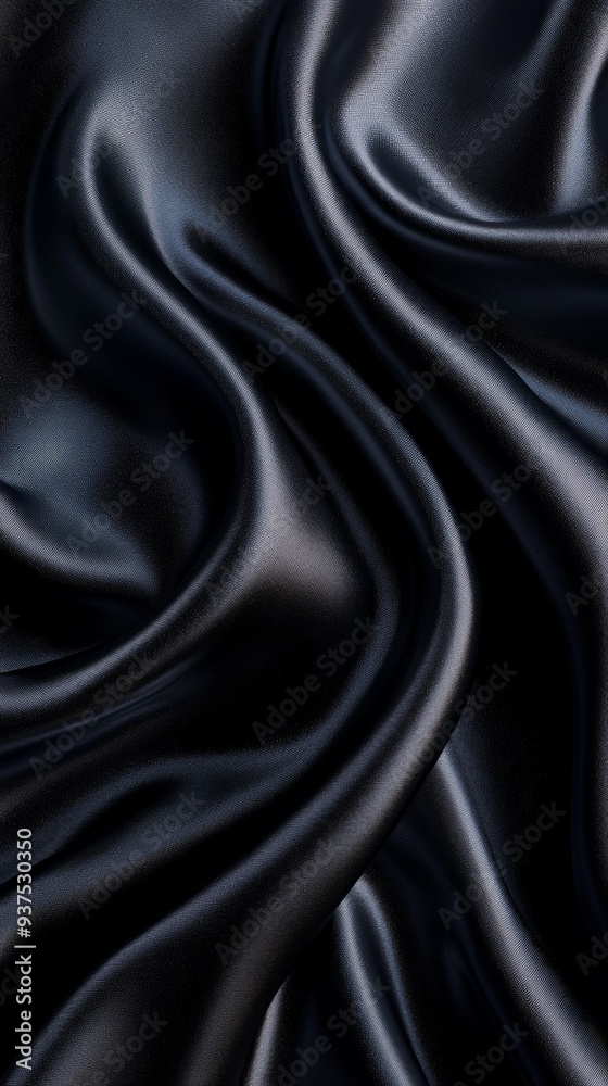 Fototapeta premium Luxurious Black Fabric Texture with Elegant Folds