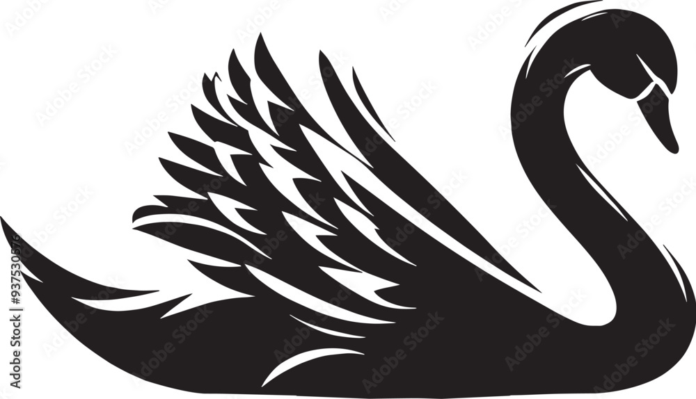 Obraz premium Silhouette Swan Vector