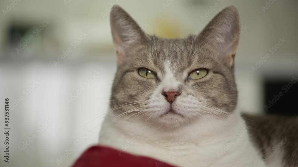 Close-Up Portrait of a Relaxed Cat with Calm Expression Close-Up Portrait of a Relaxed Cat with Calm Expression