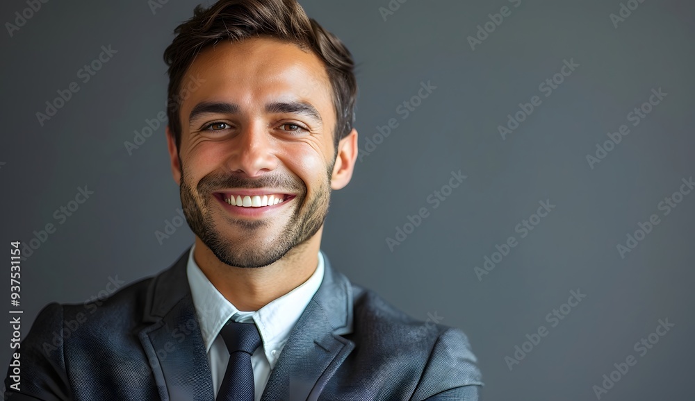 Handsome Businessman Smiling Confidently with White Teeth in Studio Portrait Handsome Businessman Smiling Confidently with White Teeth in Studio Portrait