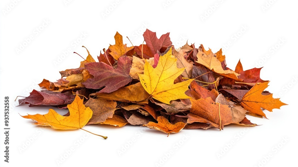 Pile of Colorful Autumn Leaves on White Background Pile of Colorful Autumn Leaves on White Background